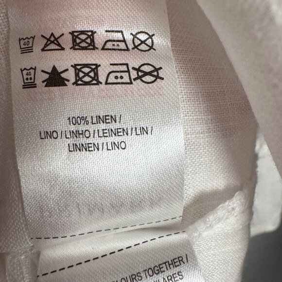 Primark White Linen Button Front Long Sleeve Shirt Blouse with Pockets - Picture 7 of 8